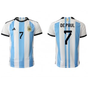 Lacne Muži Futbalové dres Argentína Rodrigo de Paul #7 MS 2022 Krátky Rukáv - Domáci